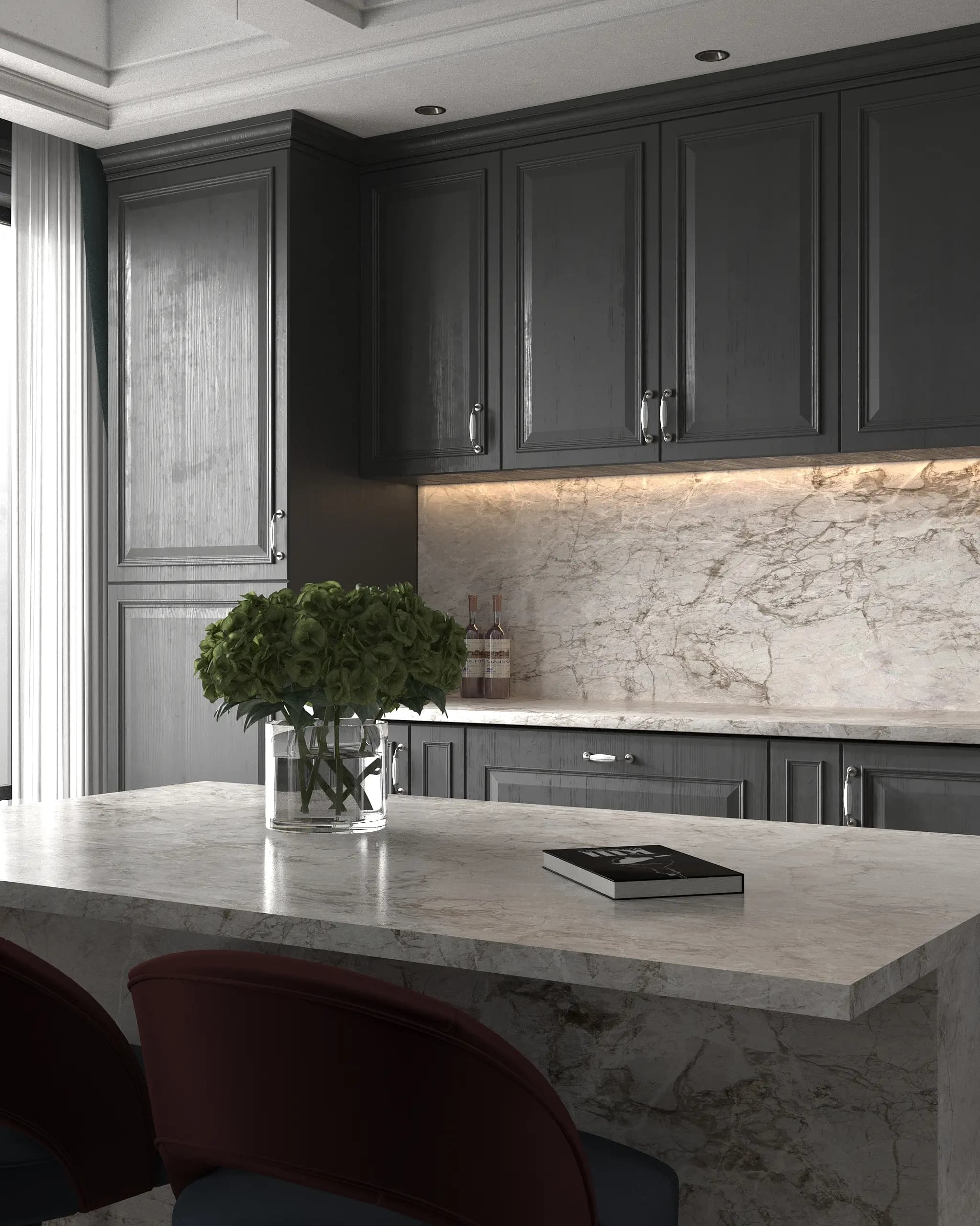 Luxury Kitchen with Marble Countertops - Contemporary design